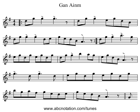 Gan Ainm - staff notation