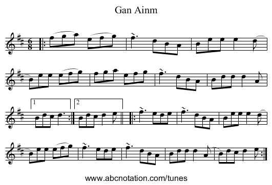 Gan Ainm - staff notation