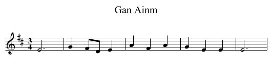 Gan Ainm - staff notation