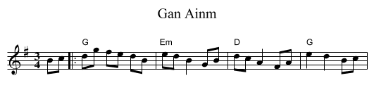 Gan Ainm - staff notation
