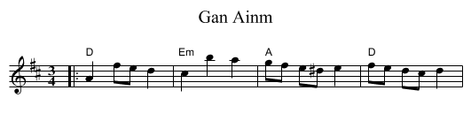 Gan Ainm - staff notation
