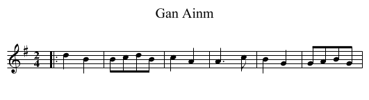 Gan Ainm - staff notation