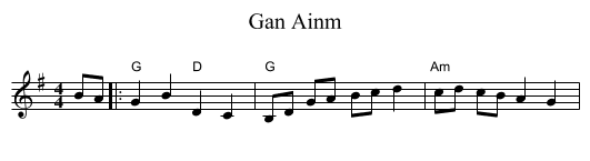 Gan Ainm - staff notation
