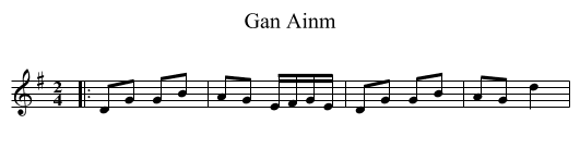 Gan Ainm - staff notation