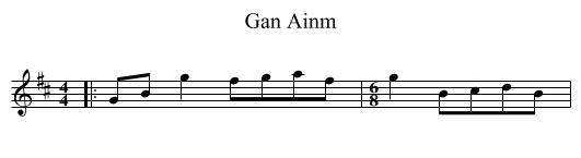 Gan Ainm - staff notation