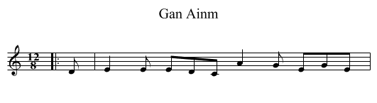 Gan Ainm - staff notation