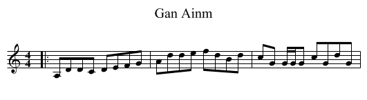 Gan Ainm - staff notation