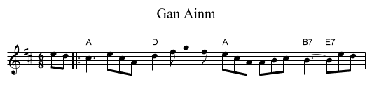 Gan Ainm - staff notation