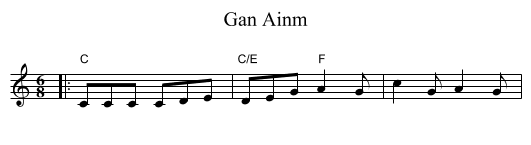 Gan Ainm - staff notation
