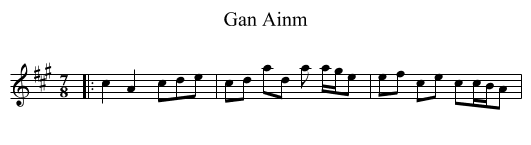 Gan Ainm - staff notation