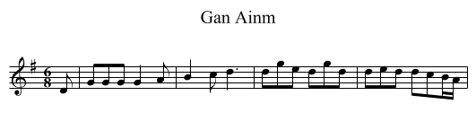 Gan Ainm - staff notation