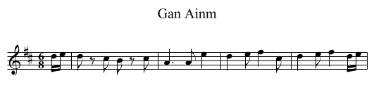 Gan Ainm - staff notation