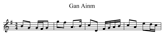 Gan Ainm - staff notation