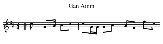 Gan Ainm - staff notation