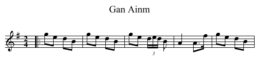 Gan Ainm - staff notation