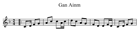 Gan Ainm - staff notation