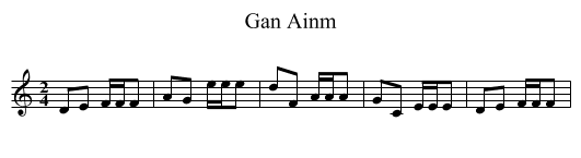 Gan Ainm - staff notation