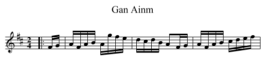 Gan Ainm - staff notation