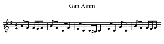 Gan Ainm - staff notation