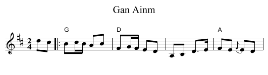 Gan Ainm - staff notation