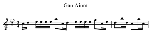 Gan Ainm - staff notation