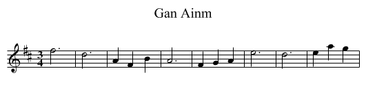 Gan Ainm - staff notation