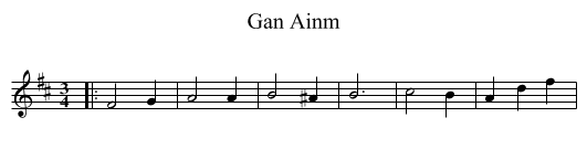 Gan Ainm - staff notation