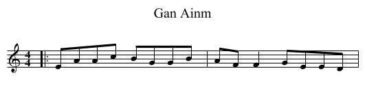 Gan Ainm - staff notation