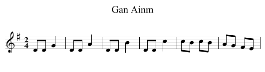 Gan Ainm - staff notation