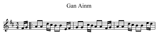Gan Ainm - staff notation