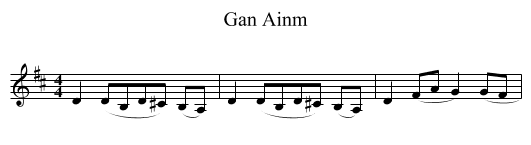 Gan Ainm - staff notation