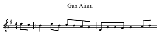 Gan Ainm - staff notation