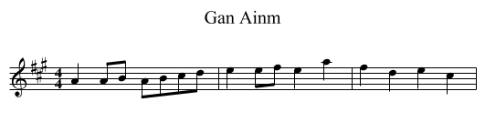 Gan Ainm - staff notation