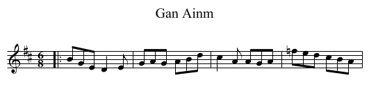 Gan Ainm - staff notation