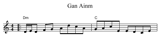 Gan Ainm - staff notation