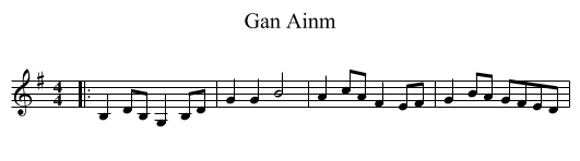 Gan Ainm - staff notation