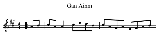 Gan Ainm - staff notation