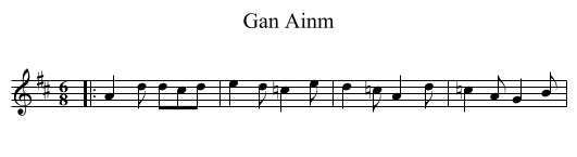 Gan Ainm - staff notation