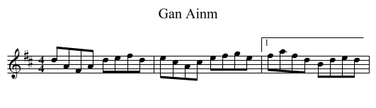 Gan Ainm - staff notation