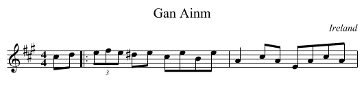 Gan Ainm - staff notation