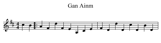 Gan Ainm - staff notation
