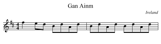 Gan Ainm - staff notation