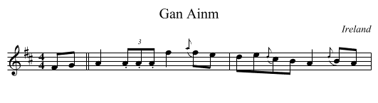Gan Ainm - staff notation