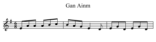Gan Ainm - staff notation