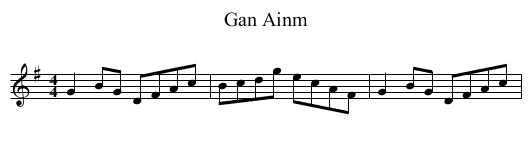 Gan Ainm - staff notation