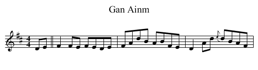 Gan Ainm - staff notation