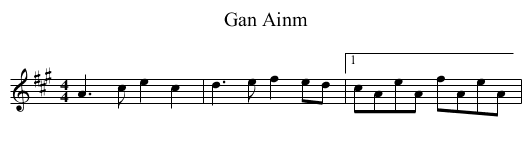 Gan Ainm - staff notation