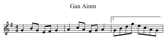 Gan Ainm - staff notation