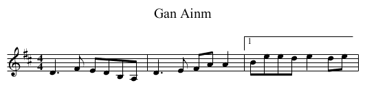 Gan Ainm - staff notation