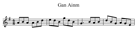 Gan Ainm - staff notation